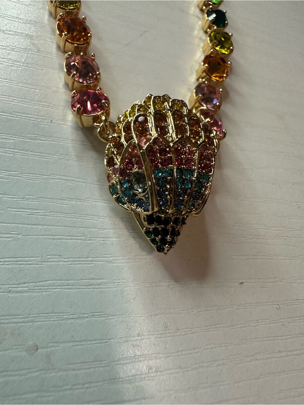 Kurt Geiger Gold Multicolor Crystal Pendant Necklace - Picture 2 of 4